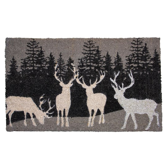 Natural Coir Forest Reindeer Christmas Doormat By Northlight | 30" x 18" | Michaels®